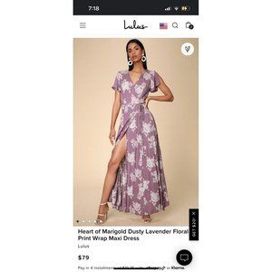 Lulus Heart of Marigold maxi dress dusty lavender size large